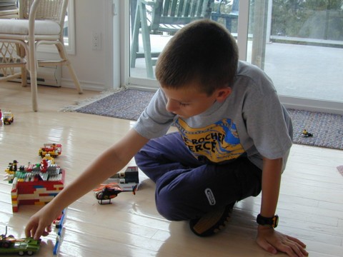 Zachary playing with Lego