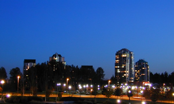 Coquitlam Town Centre at sunset