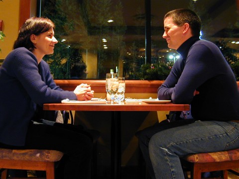 Jim and Ellen having dinner at Creekside