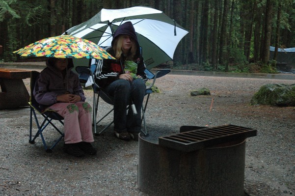 Campfire and Umbrellas