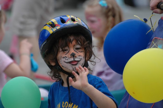 Face-painted in Blue