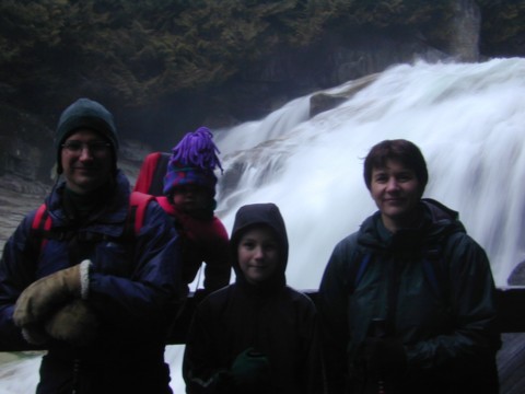 Jim, Ellen, Zachary and Jessica at Gold Creek lower falls