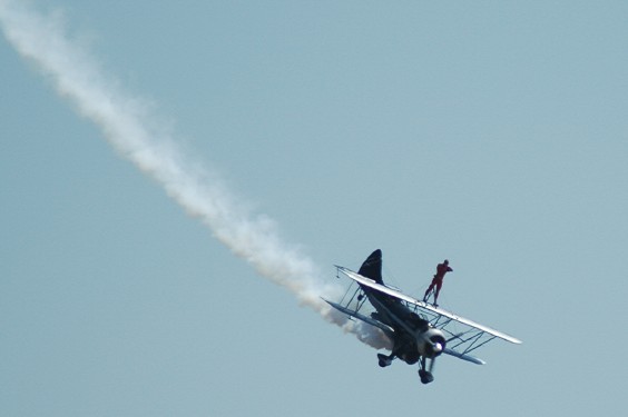 Wingwalker on Biplane Jet