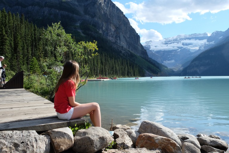 Lake Louise in a Red Shirt